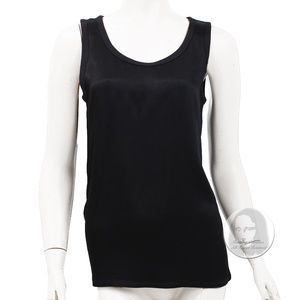 Yves Saint Laurent Black Sleeveless Top Tank Style Satin Vintage 90s Size 34